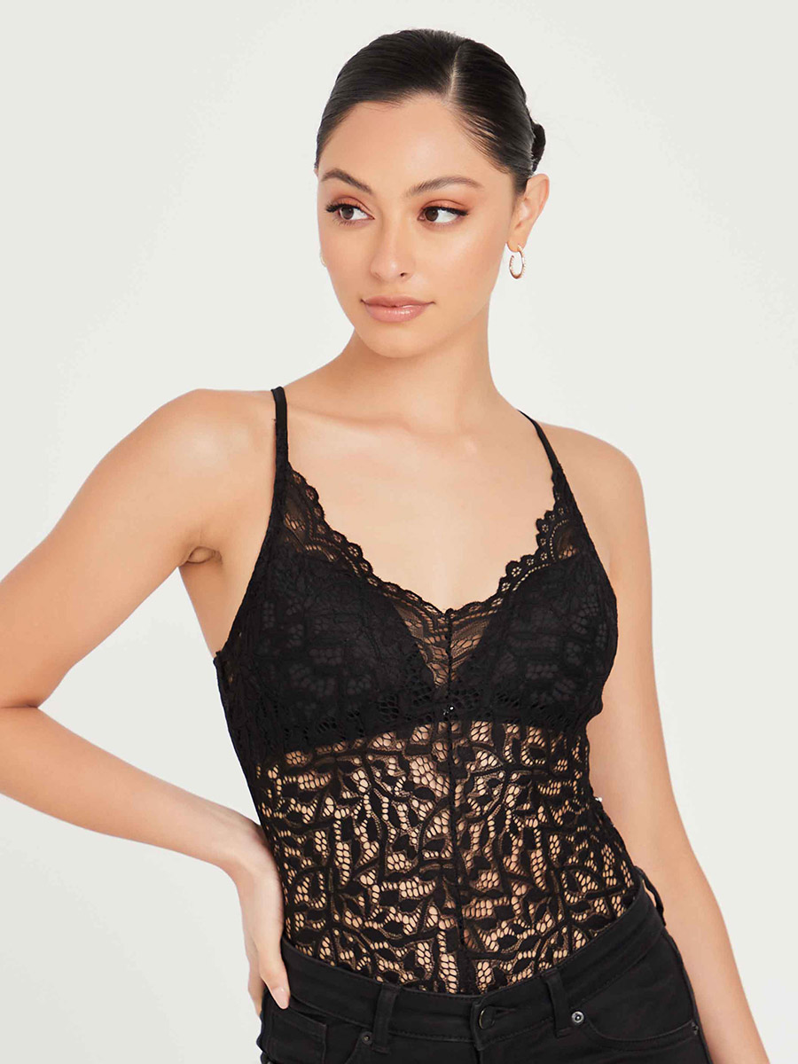 All Over Lace Strappy Bodysuit