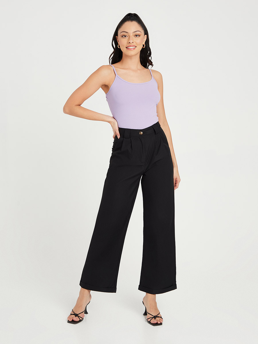 Tailored Wide Leg Woven Trouser with Side Pocket