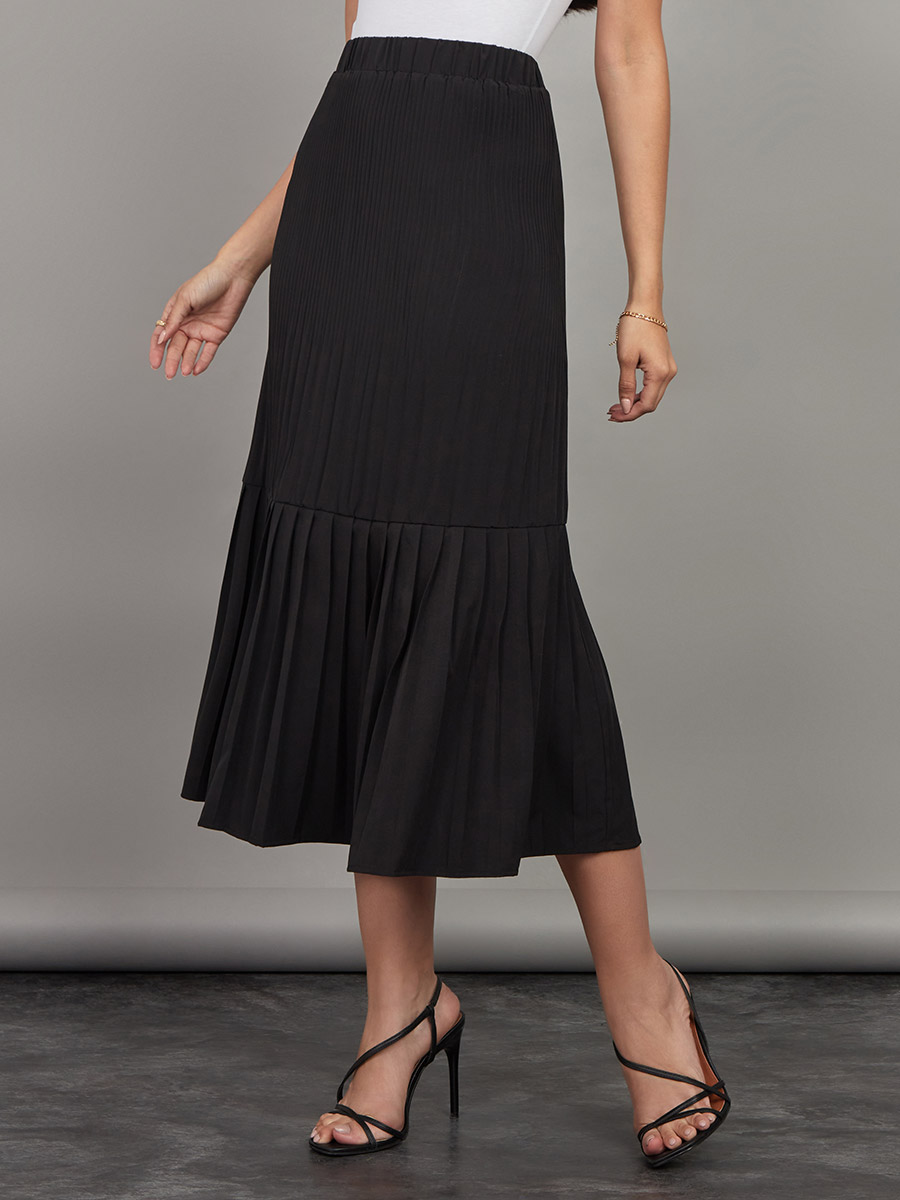 Midi Skirt Black Ruffle Flared Skirt Buy Tiered Pleated A-Line Core