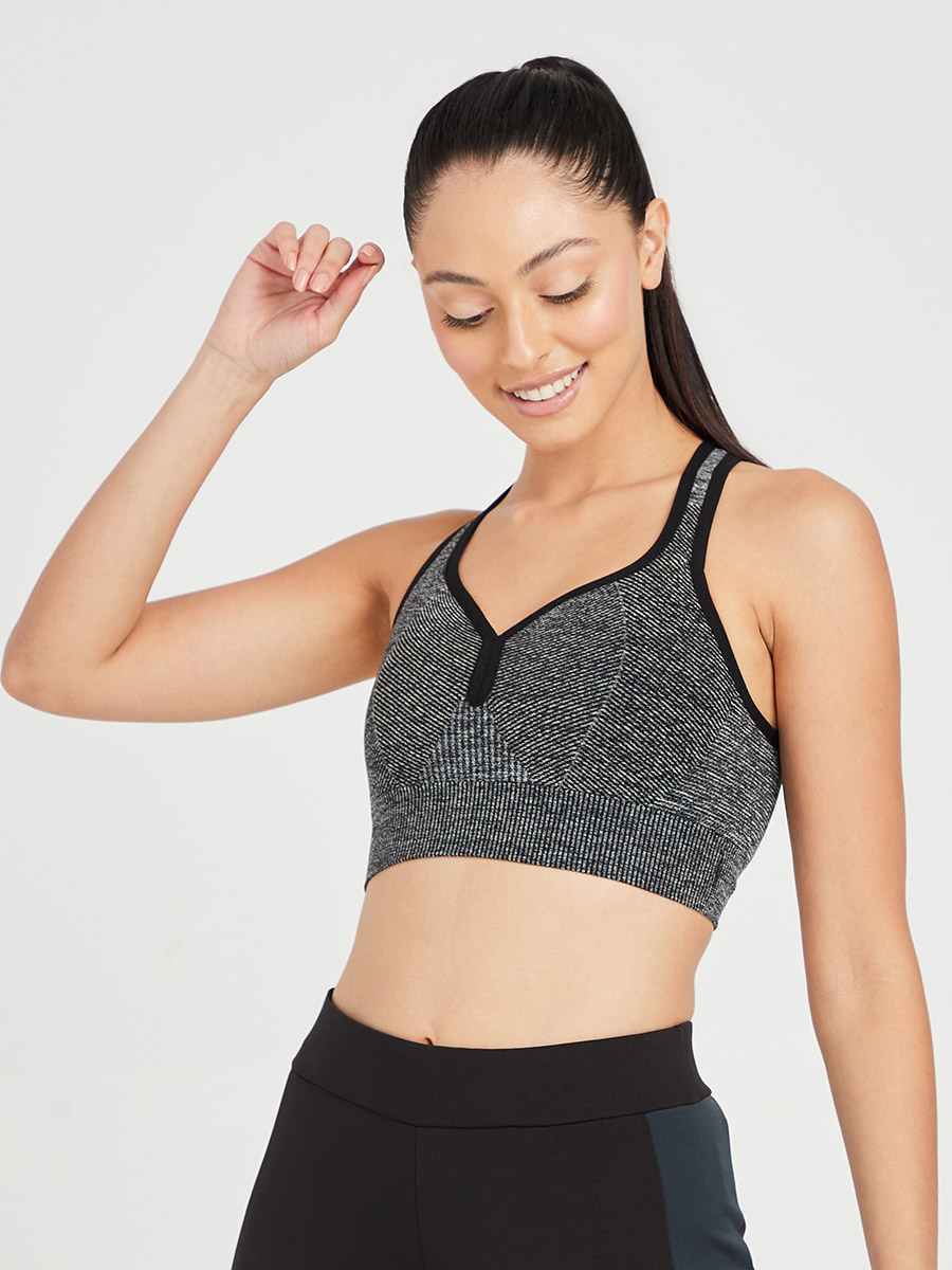 Contrast Cross Back Strap Sports Bra