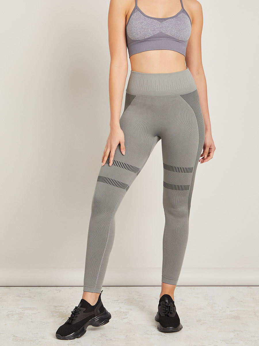 Tonal Double Stripe Shadow Detail Seamless Active Leggings