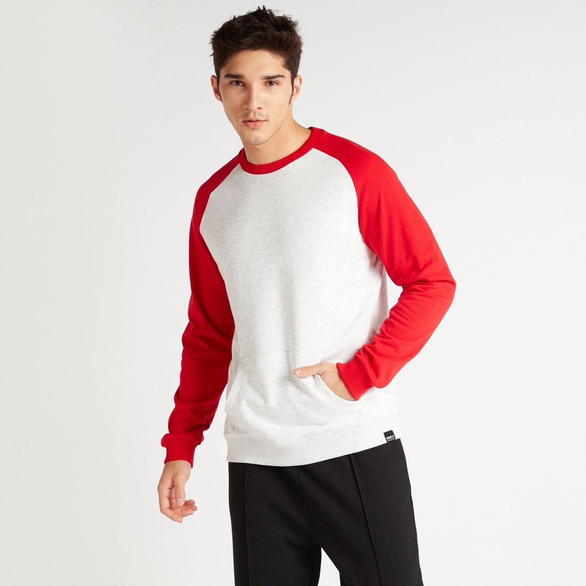 Raglan White And Red Sweatshirt Colorblock Raglan Sleeves
