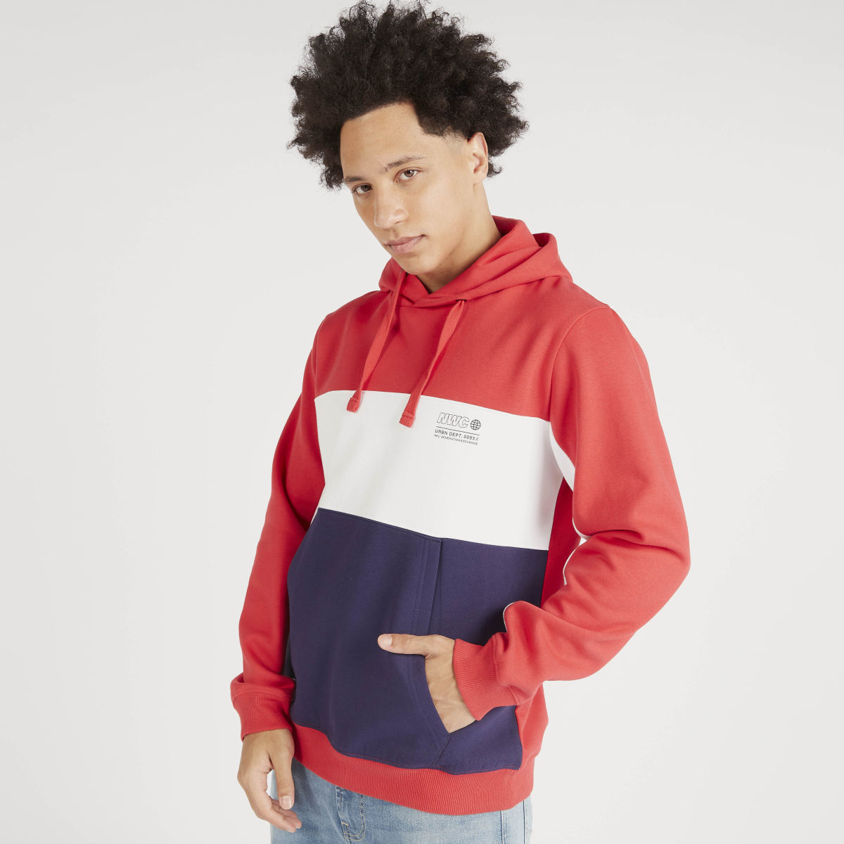 Colorblock Pocket Detail Pullover Hoodie