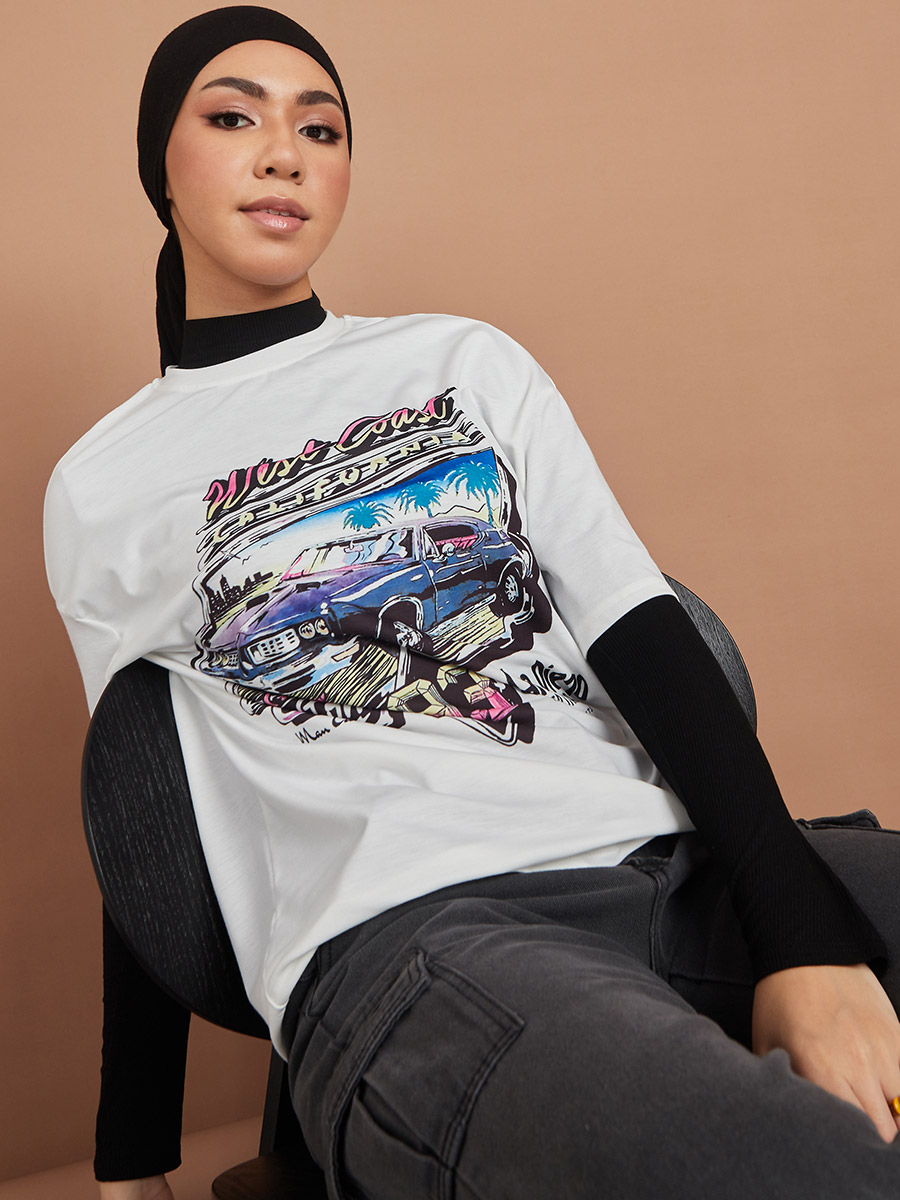 Oversized West Coast Car Graphic T-Shirt