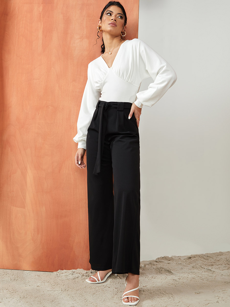 Wide Leg Tie Belt Trouser