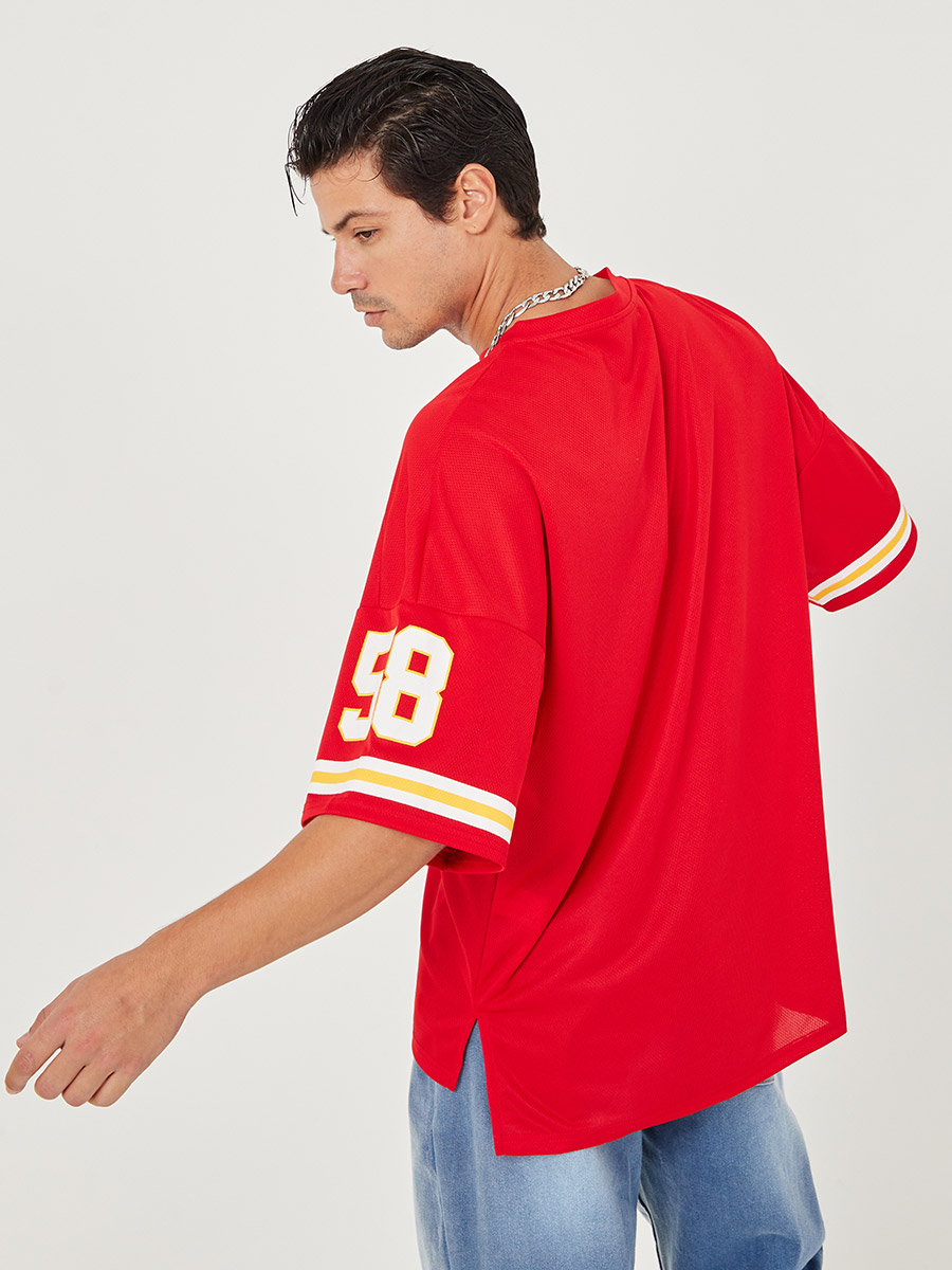 Oversized Varsity Mesh Baseball T-shirt