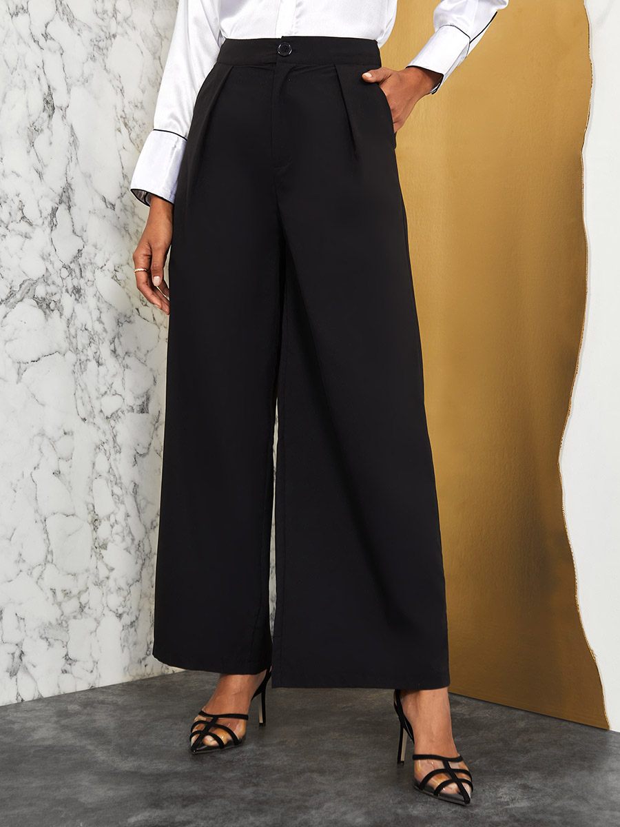 Amazon.com: YHWW Wide Leg Pants,Women Spring Summer Long Suit Pants Ladies  High Waist Wide Leg Straight Loose Pant Female Casual Trousers  S(Waist22.05inch) Black : Clothing, Shoes & Jewelry