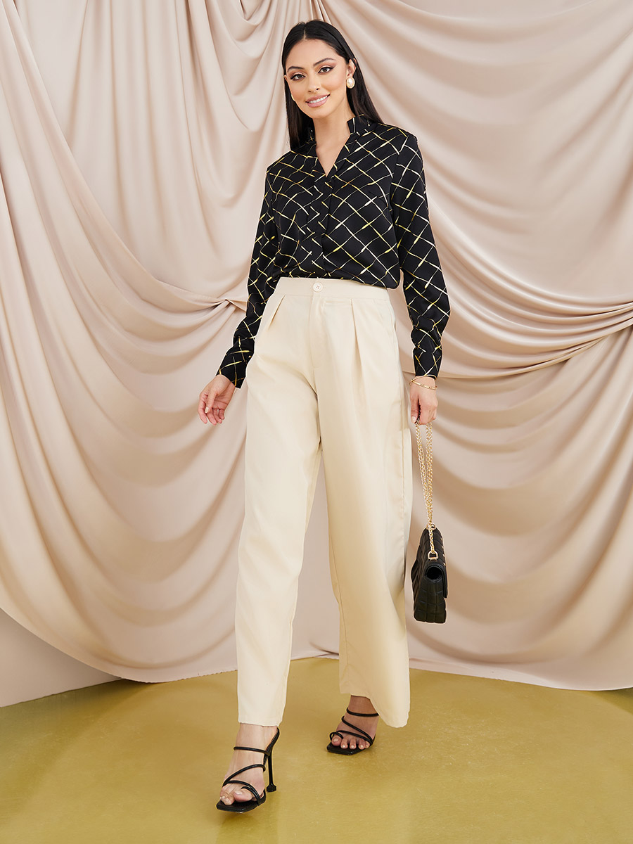 Buy Skyward Chic: Elevate Your Style with High-Waist Wide Leg