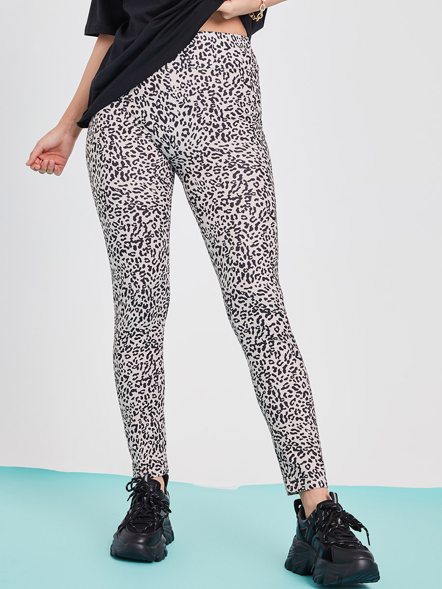 Leopard Print Elastic Waist Leggings