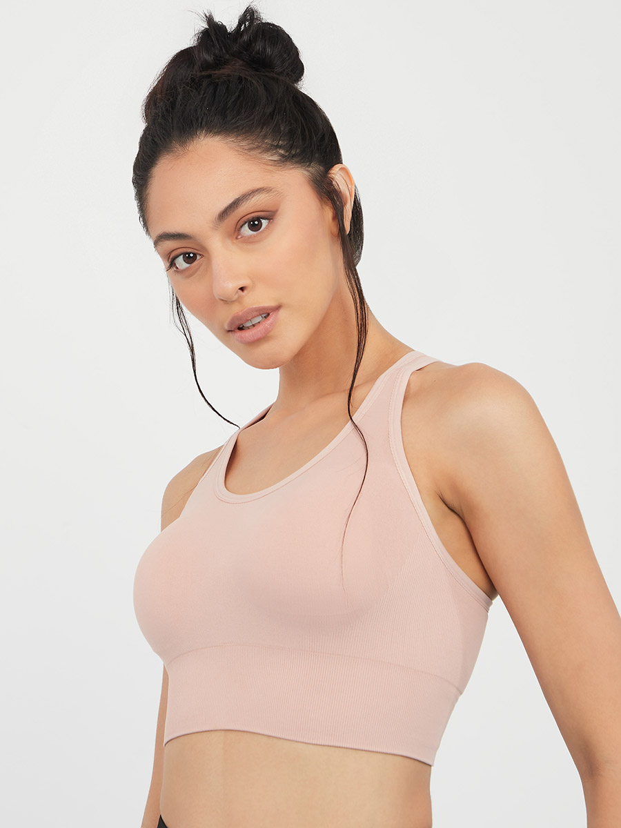 Racerback Hook & Eye Detail Closure Active Sports Bra | Styli