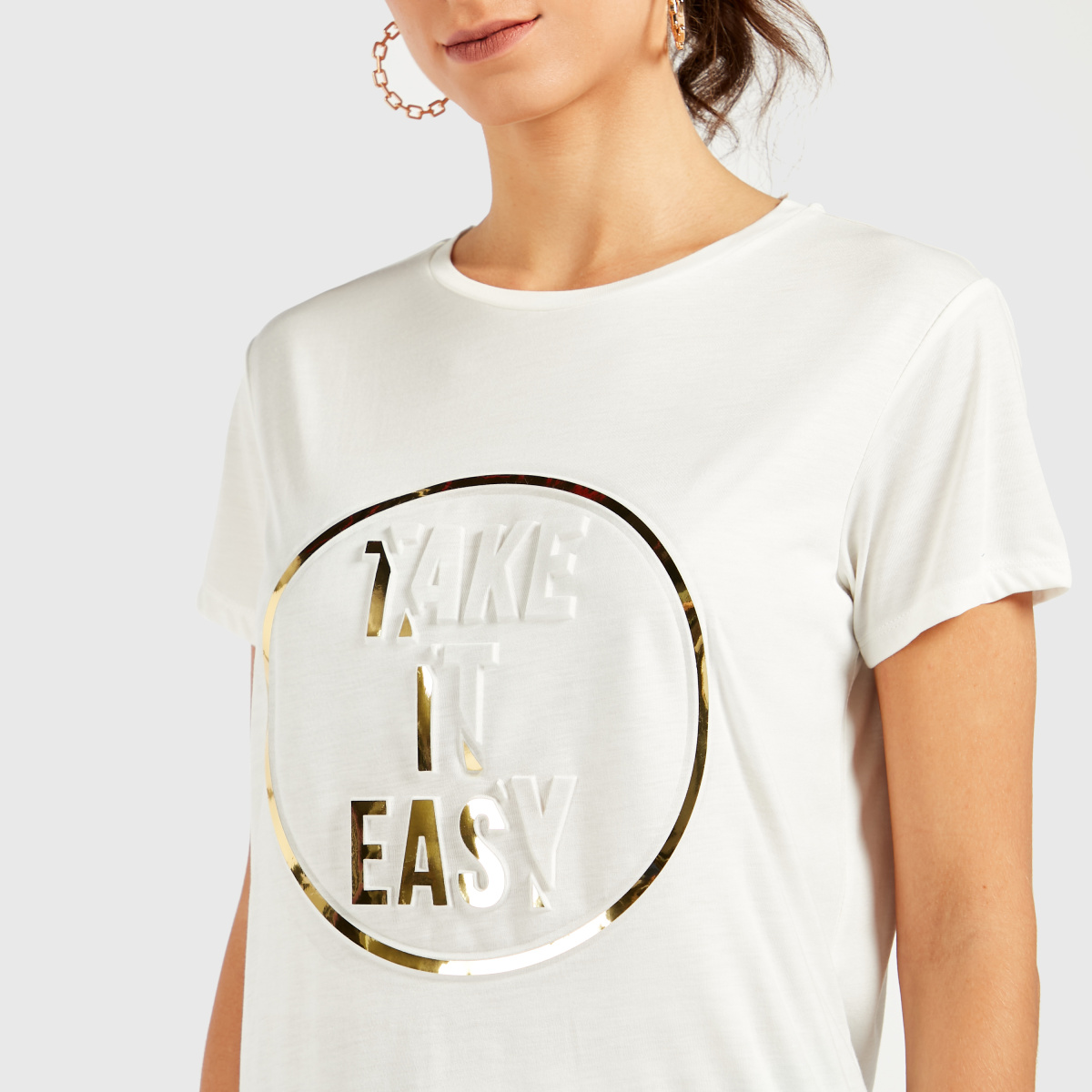 EMIS★[24FW新作] (WOMENS) EMBOSSING LOGO T-SHIRTS 2023 Guangzhou Fashion Manufacturers Price Custom Embossing