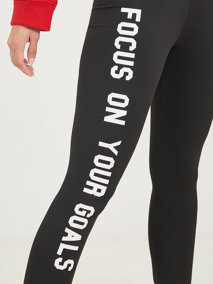 Slogan Side Print Leggings