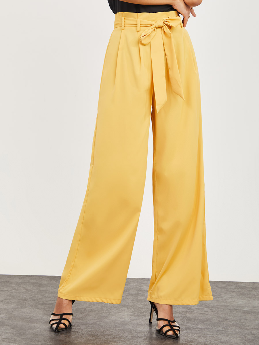 Womens Pants Yellow Paper Bag Pants Womens Silk Linen Paperbag