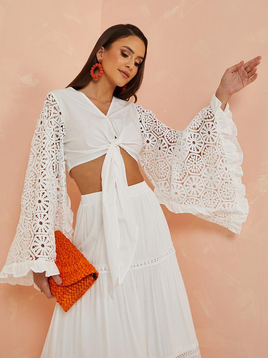 crop top with flowy sleeves