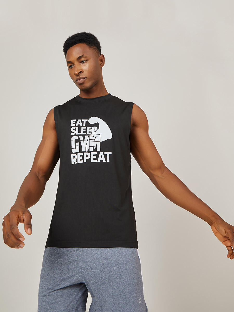 graphic print mesh tank top