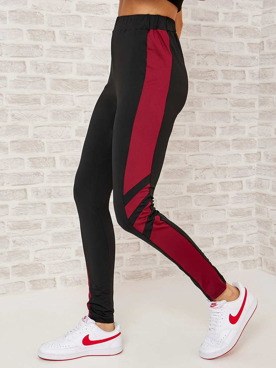 Go Colors Leggings With Stripe Down Side Go Colors Black Cotton