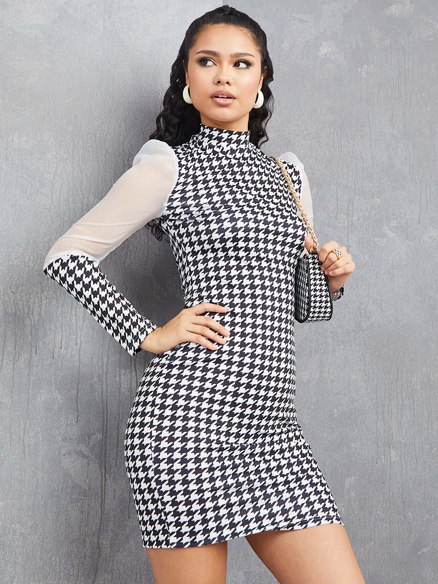 Houndstooth mini dress hotsell