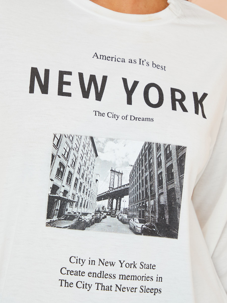 Oversized New York Print T-shirt