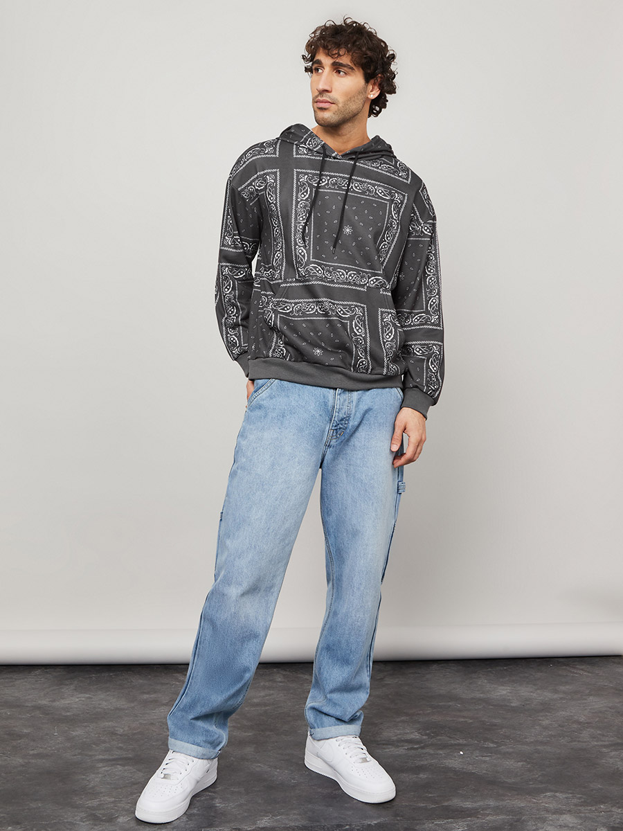Paisley Print Boxy Fit Hoodie For Men at Saudi | Styli