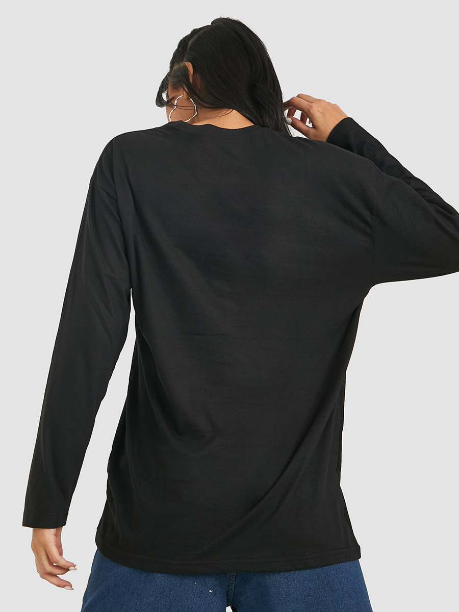 Fitted Asymmetric Hem Side Slit T-Shirt