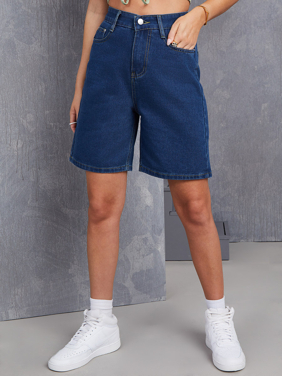 Men's Straight Below Knee Long Jeans Shorts Modern Slim Fit Jean Short-pant  Low Waist Distressed Drawstring Denim Shorts (Blue,36) at Amazon Men's  Clothing store
