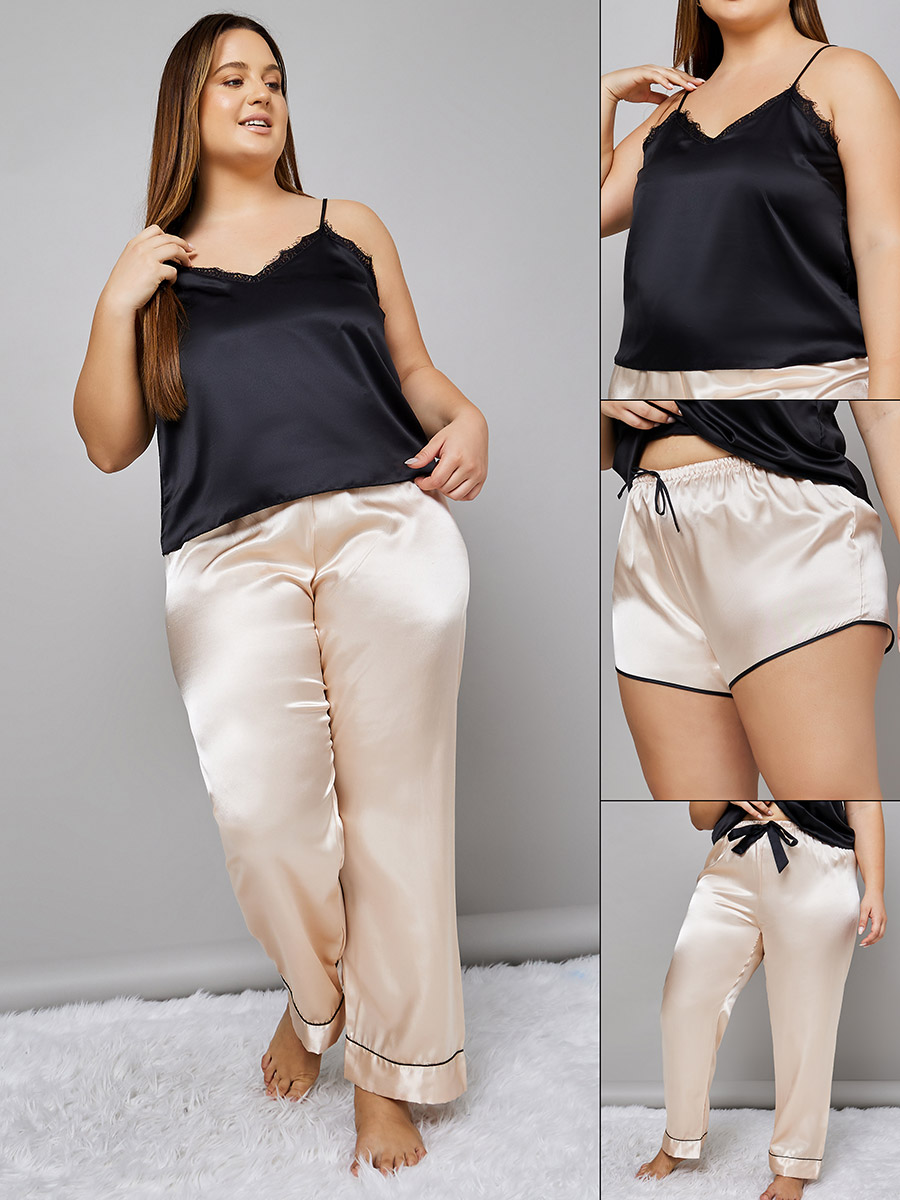 Silk Lace Trim Cami & Shorts Pyjama Set