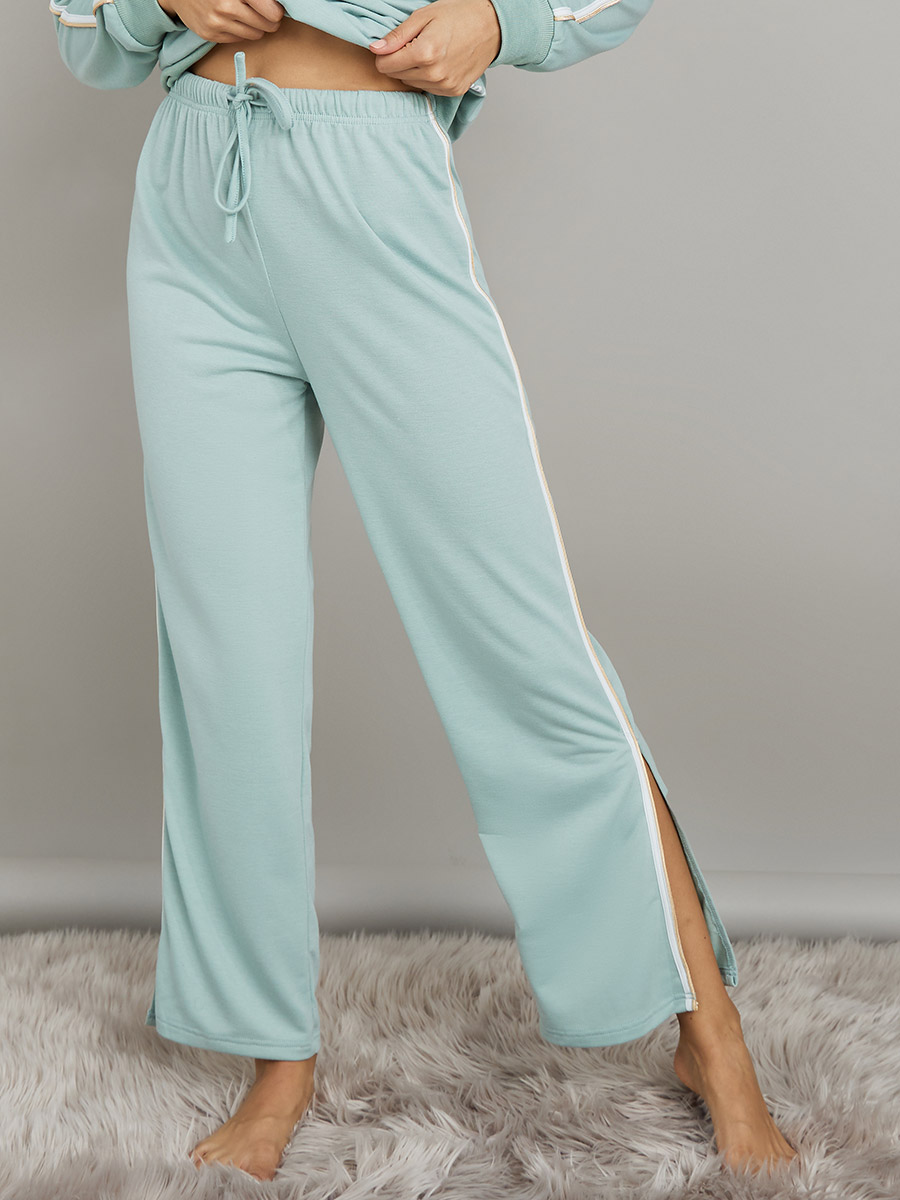 Women's Brown Side Tape Straight Pants - SASSAFRAS | Straight pants, Women,  Crepe fabric
