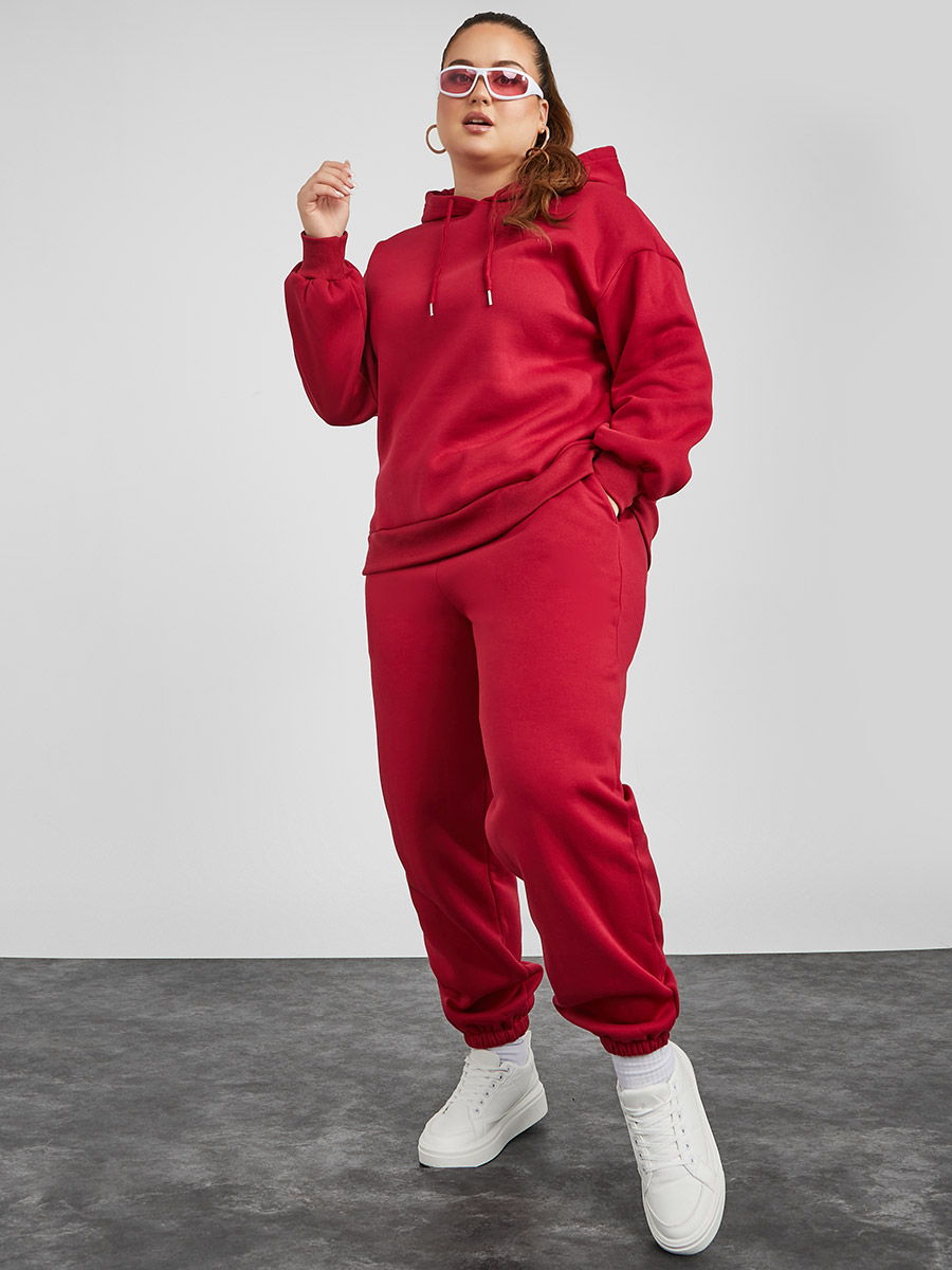 Hoodie Red Joggers Women PLUSH Fleece Hoodie And Fleece Joggers Co