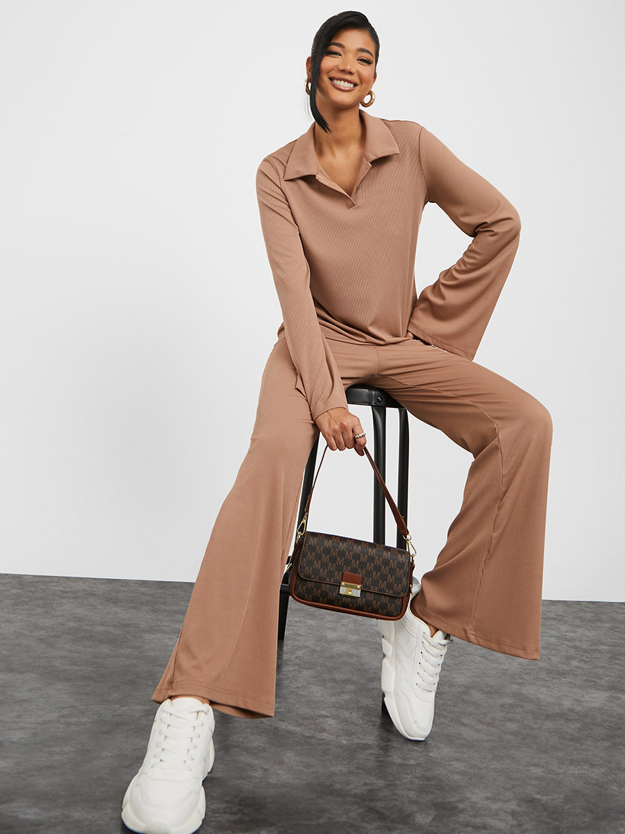 Knitted Long Sleeves Top and Trouser Co-Ord Set For Women at Saudi