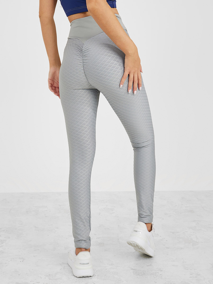 Broad Waistband Ruched Back Textured Leggings
