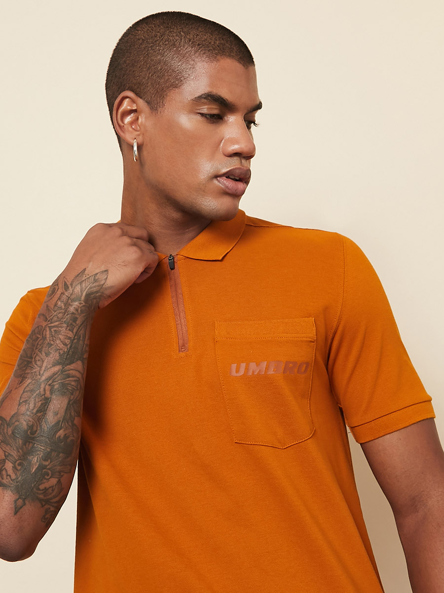 Half-Zip Patch Pocket Detail Regular Fit Polo For Men at Bahrain