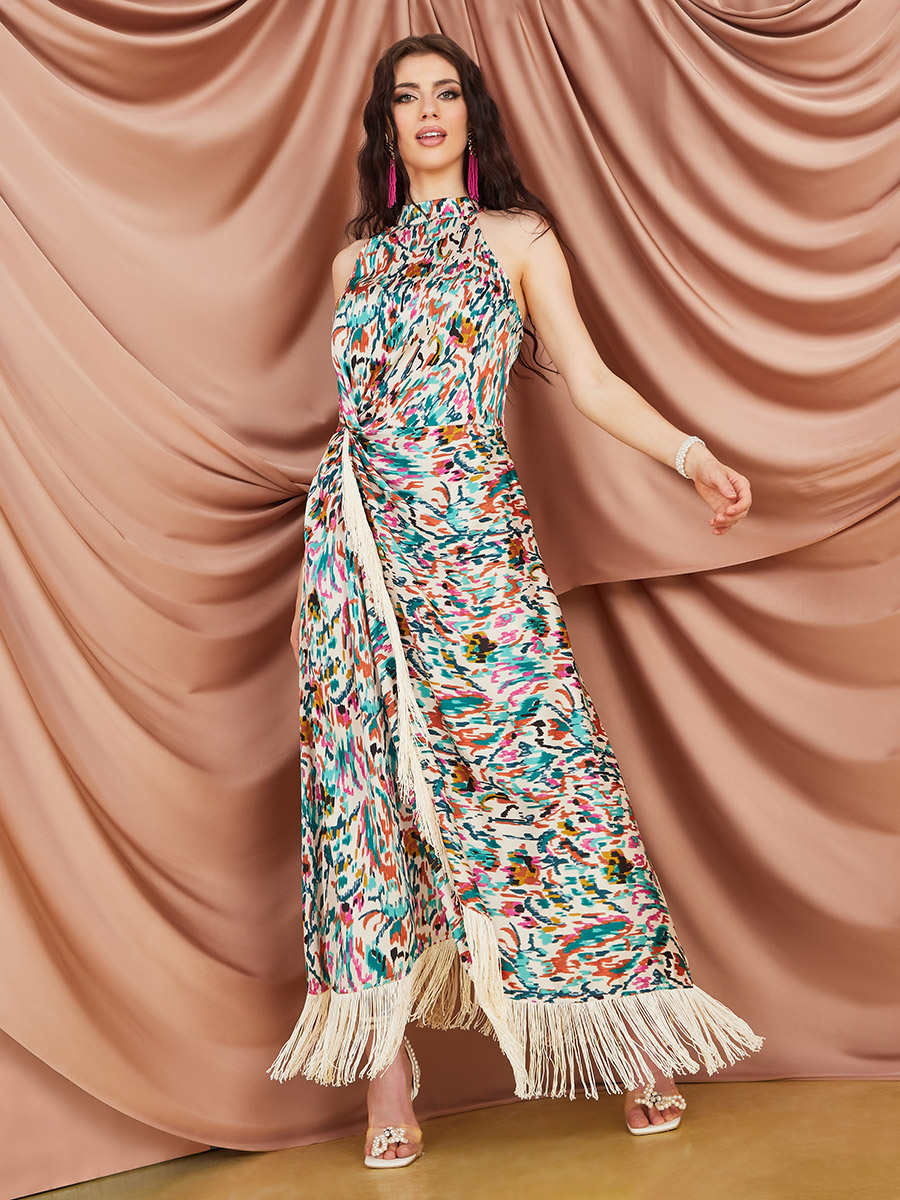 Wrap fringe dress hotsell