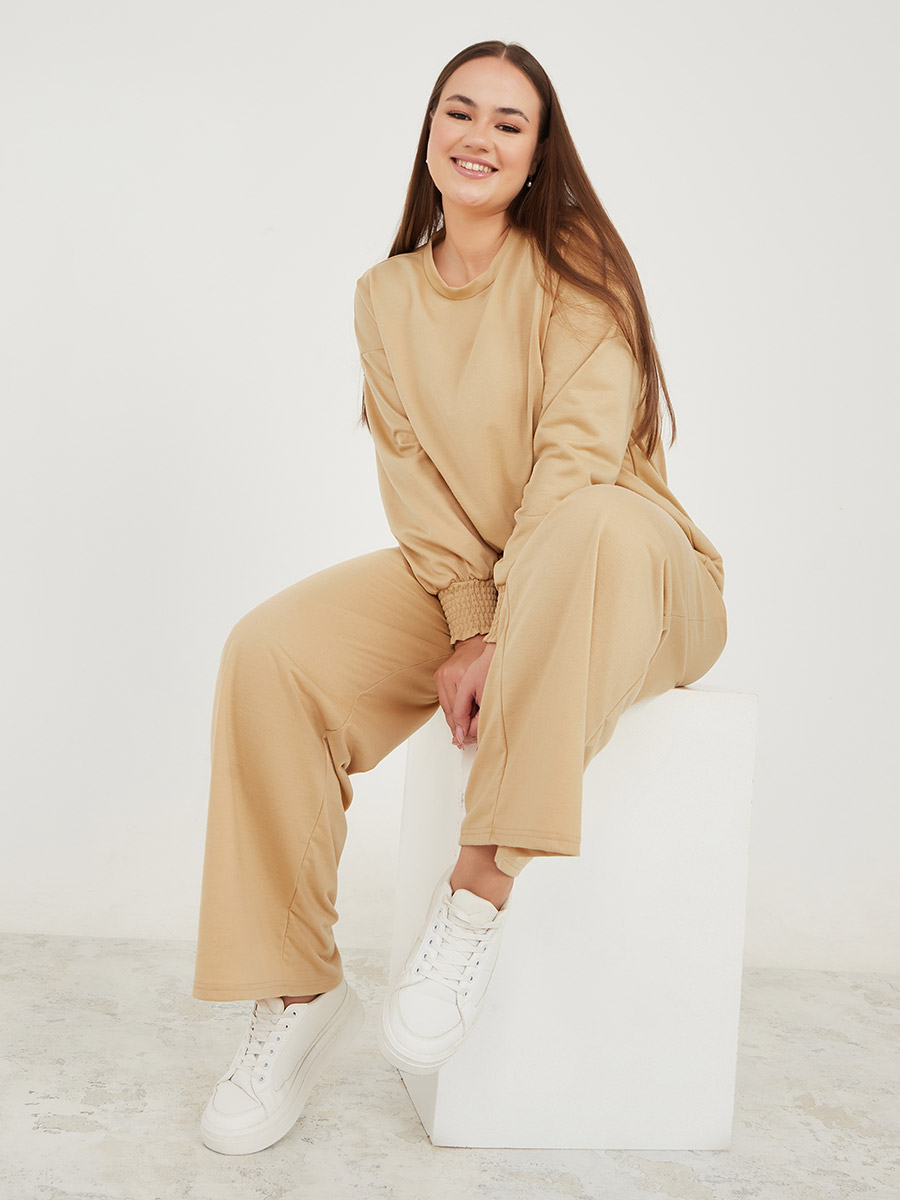 Plus Sweatshirt and Wide Leg Trouser Lounge Set For Women at Saudi