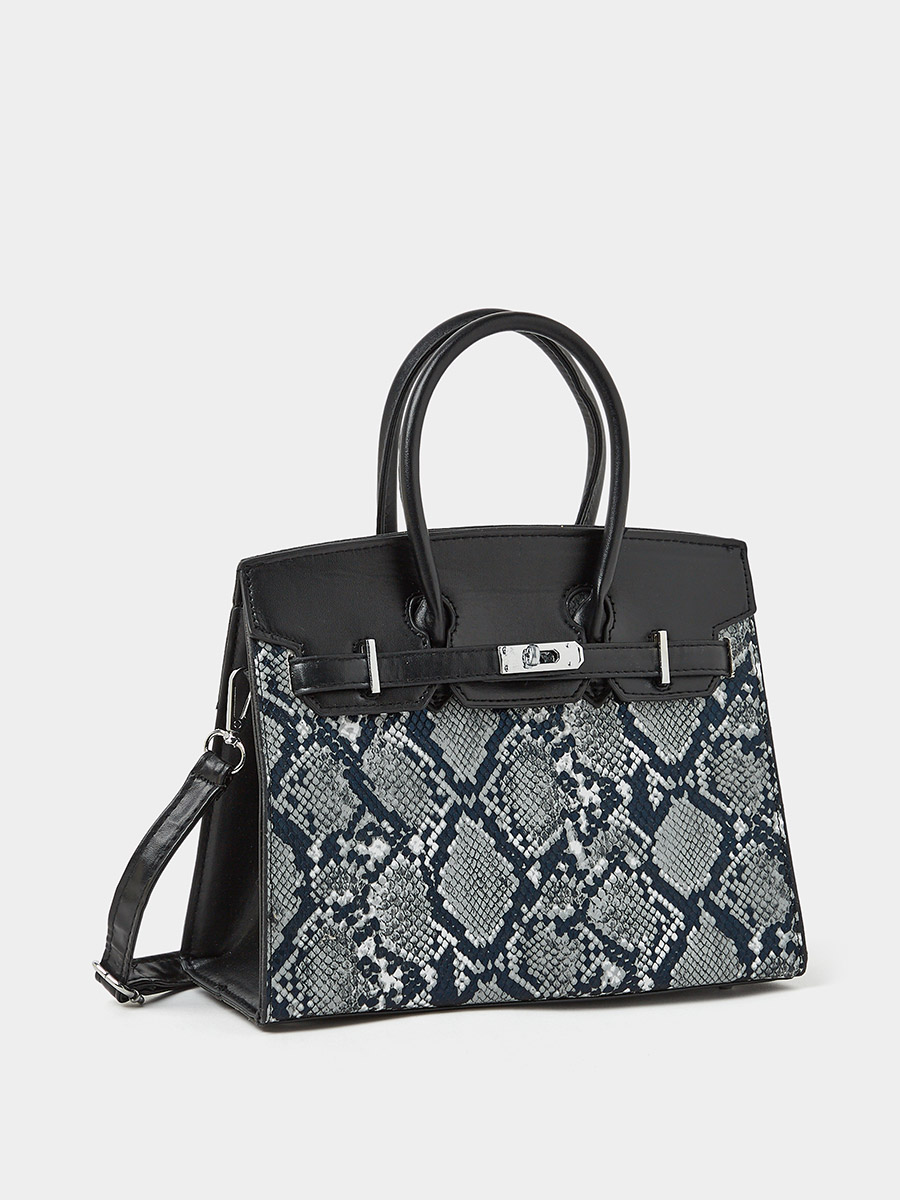 Snakeskin Print City Bag with Turn Lock Closure For Women at UAE
