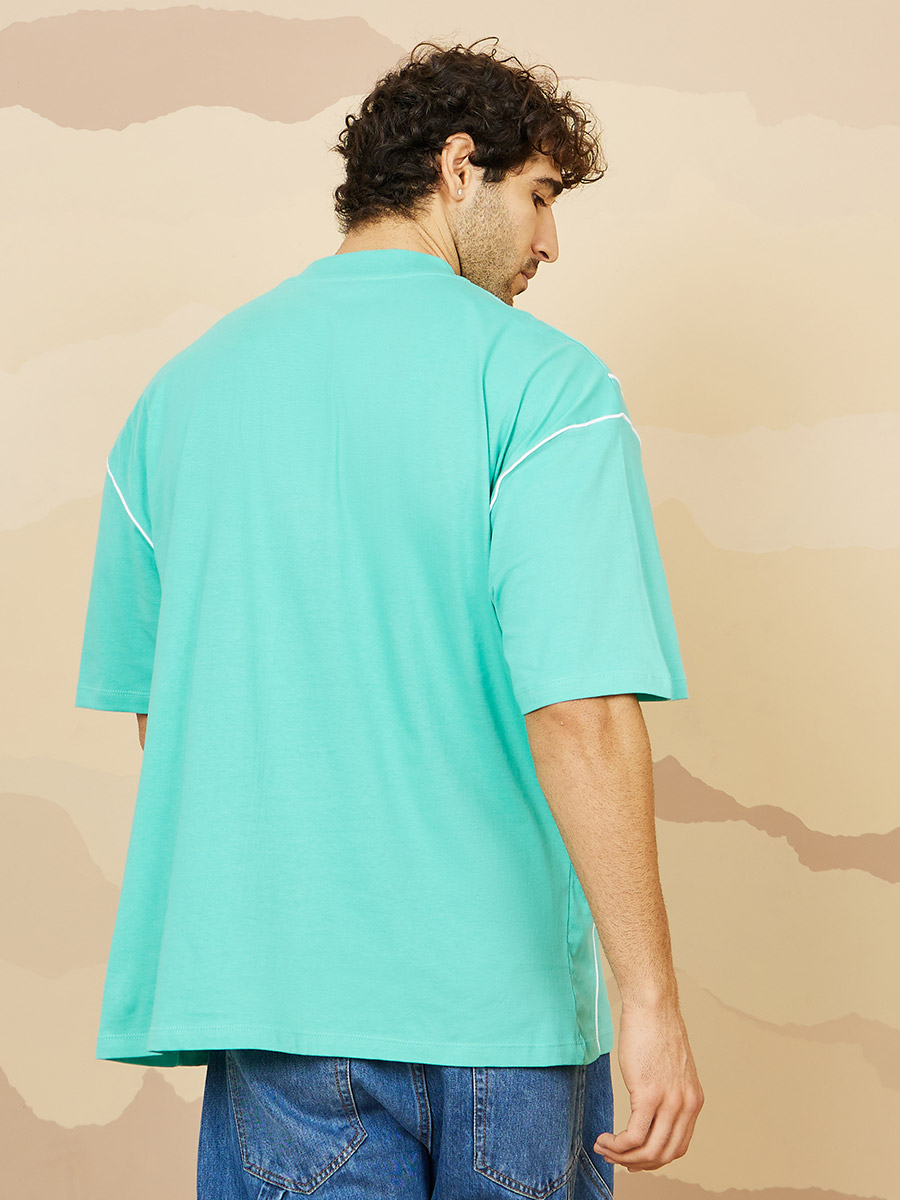 Buy Piping Insert Detail Boxy T-Shirt with Wide Rib Neck