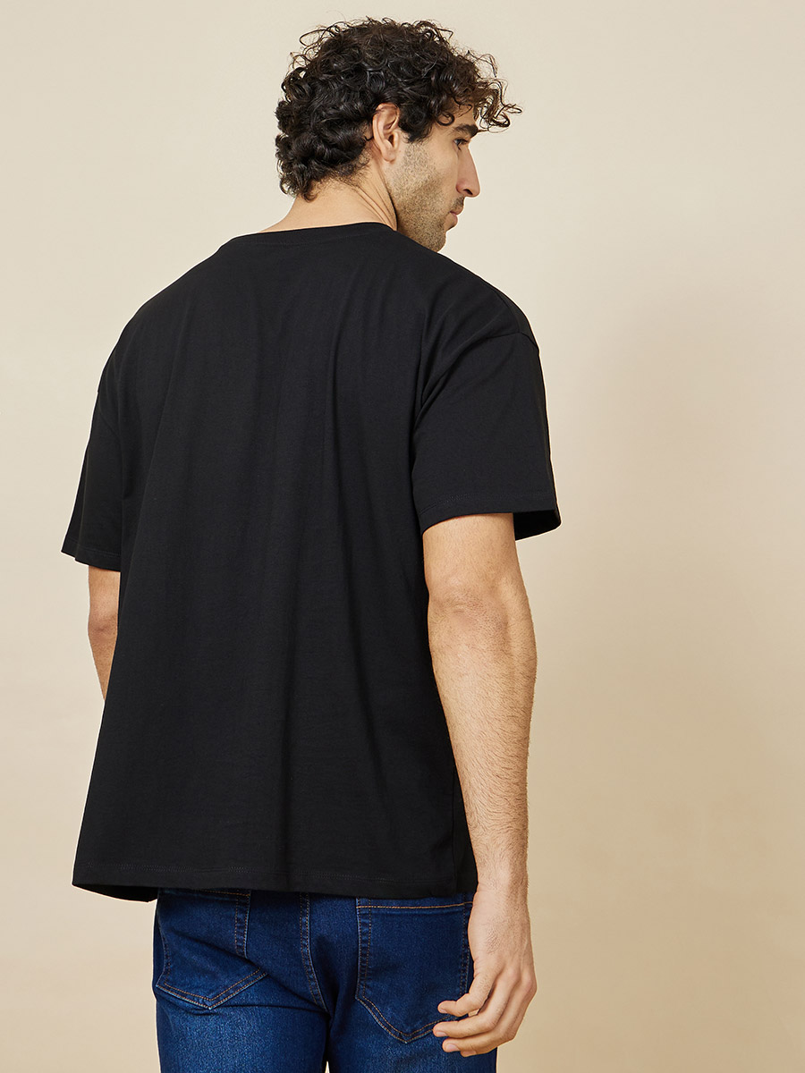 Buy Sneaker Embroidery Detail Oversized T-Shirt Black For