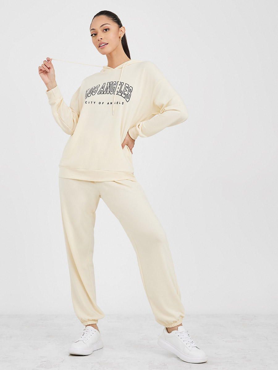 Los Angeles Hoodie and Jogger Lounge Set For Women at Saudi Styli