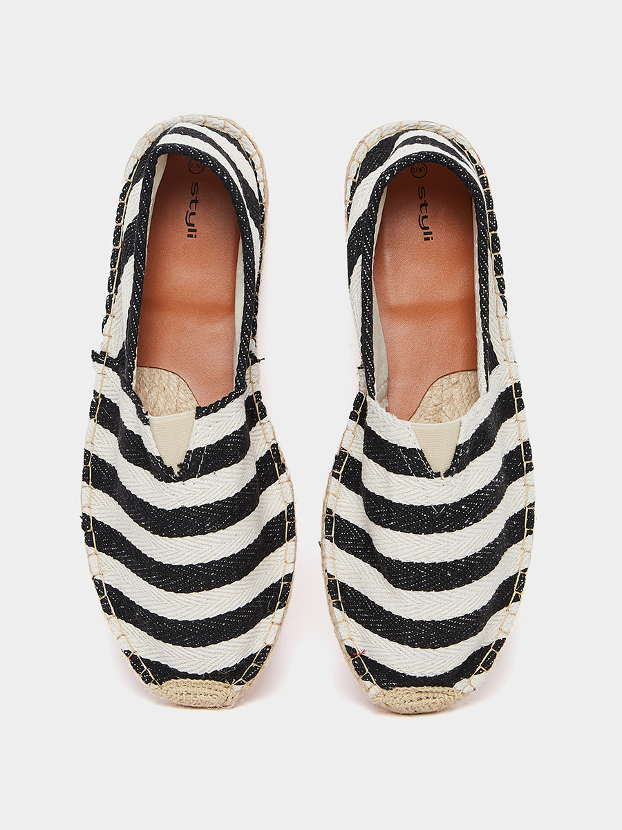 black and white striped espadrilles