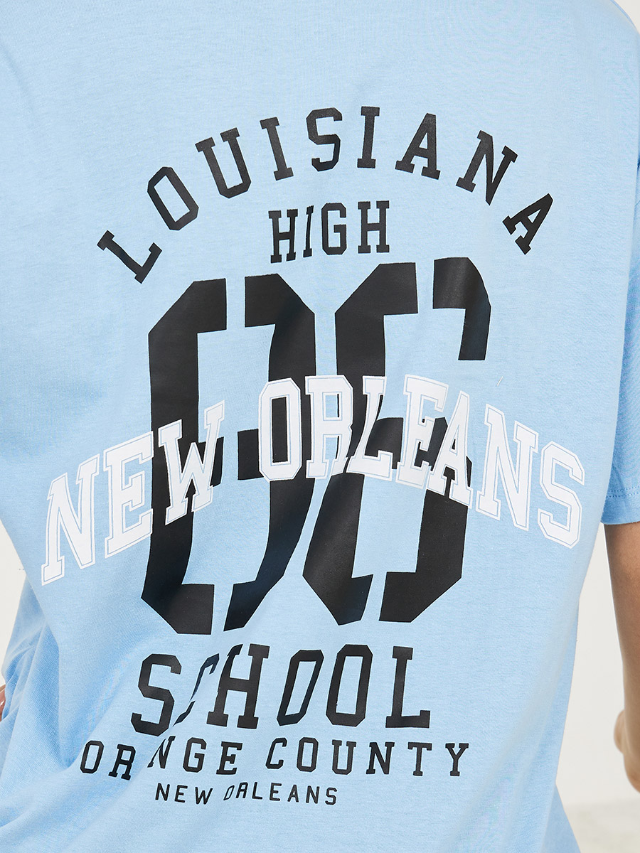 Oversized Front and Back Print Louisiana New Orleans Longline T-shirt