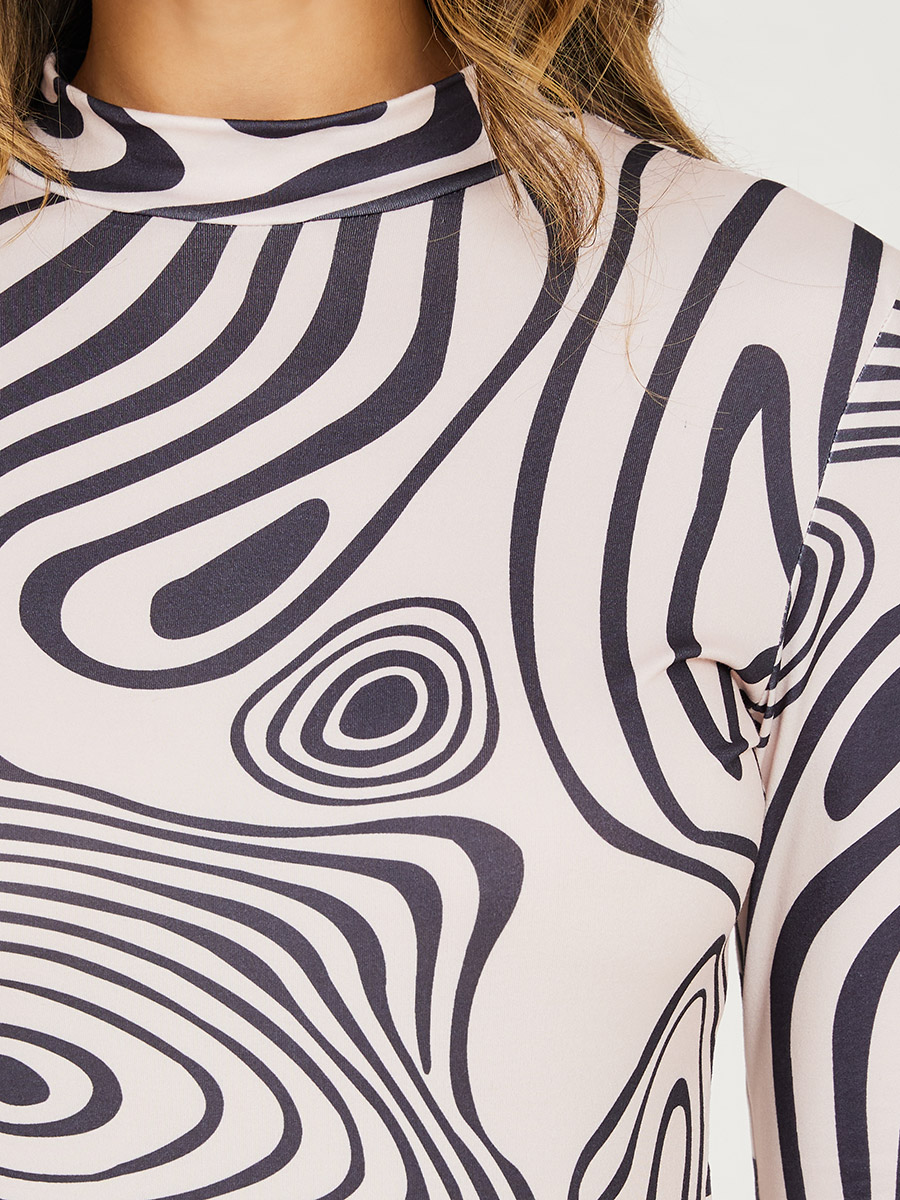 トップス Marble Print High Neck Jersey Top 2 Marble Print Jersey