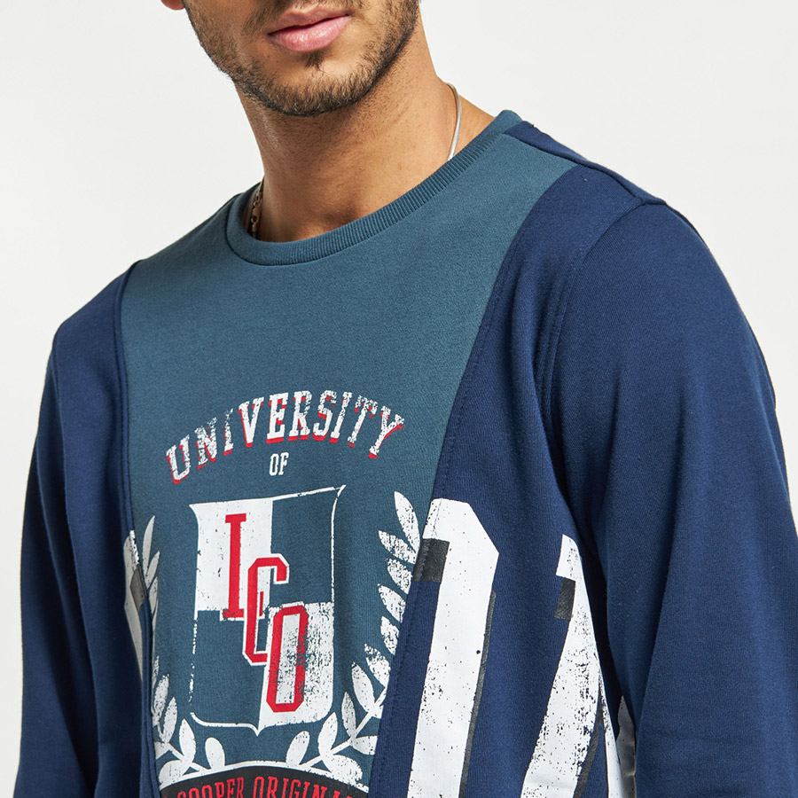 Slogan Printed Crew Neck Sweatshirt For Men at Kuwait Styli