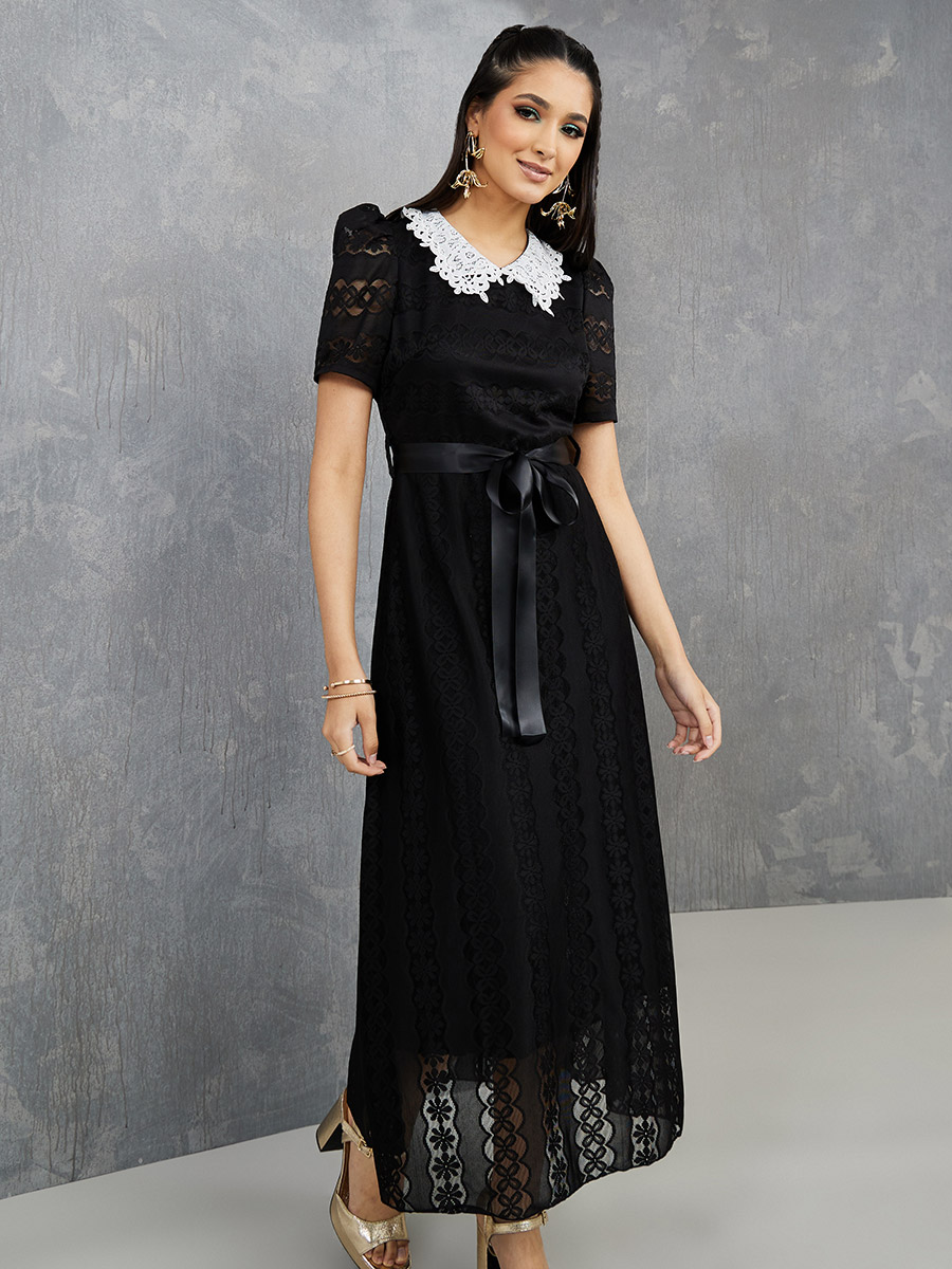 Lace Flap Collar Classic Dress Buy Puff Sleeve Lace Collar A Lace Flap Collar Classic Dress Buy Puff Sleeve Lace Collar A