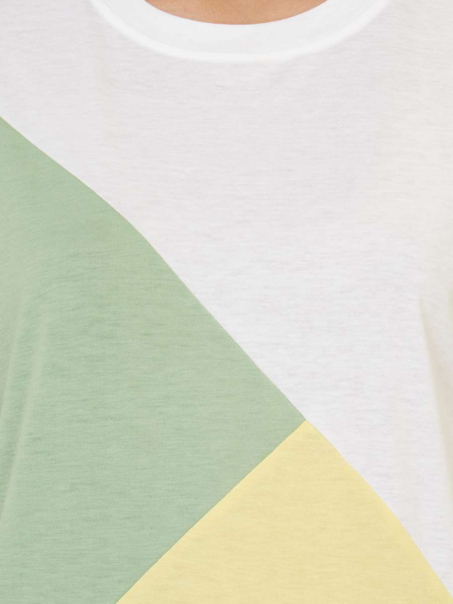 Oversized Diagonal Colorblock Longline T-Shirt