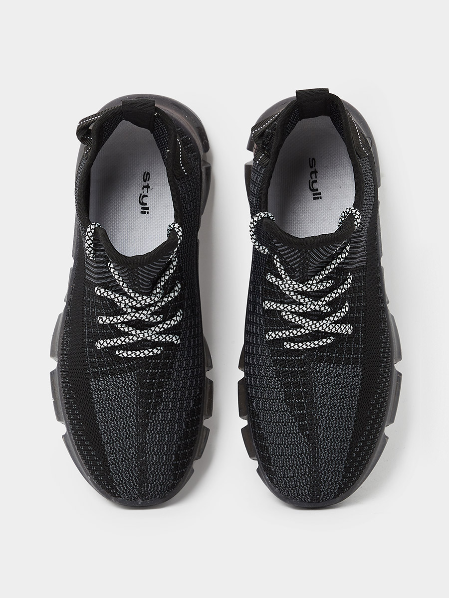 Pull Tab Detail Lace-Up Sneakers For Men at Bahrain Styli