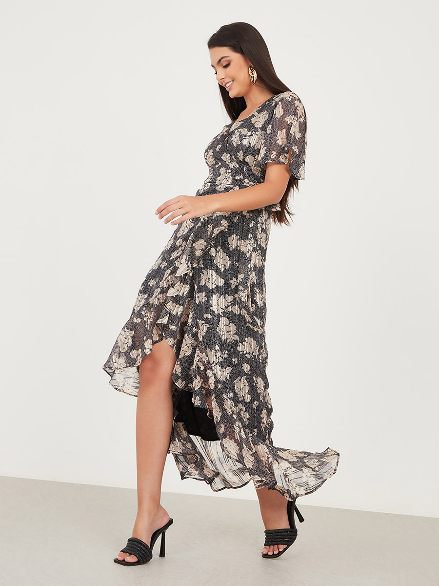 Ferrendo Summer Women's Floral Maxi Dress Button Up Split Flowy