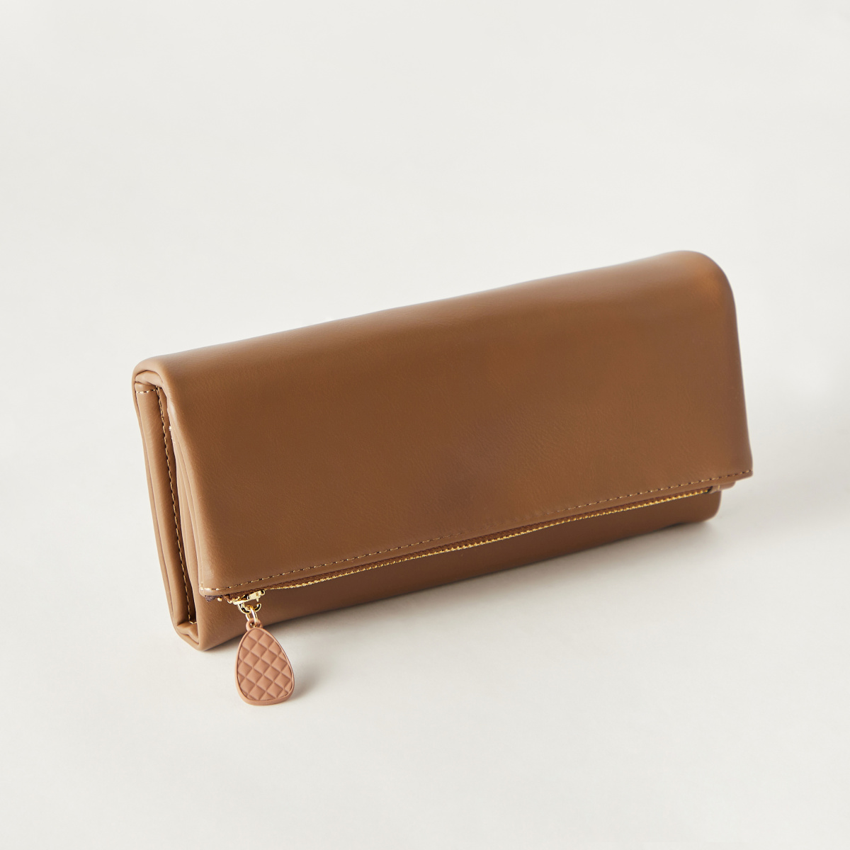 Solid Flap Wallet with Zip Coin Pocket