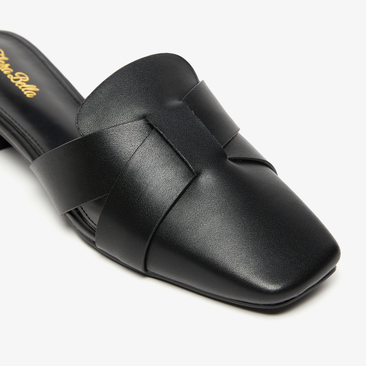 Block Heel Cindy Woven Mule Sandals Leather Block-Heeled Mules