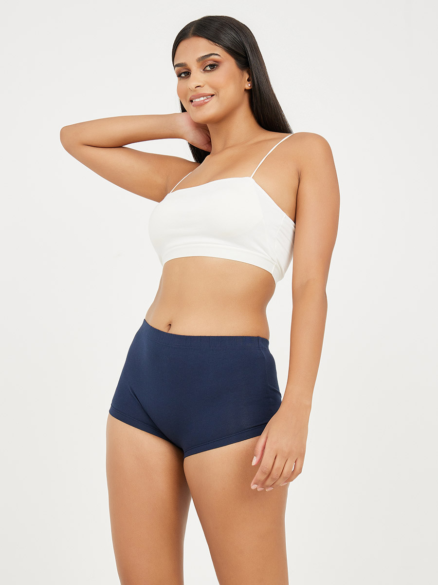Buy Pack of 4 - Solid Cotton Elasticated Waistband Boyshorts Multi 