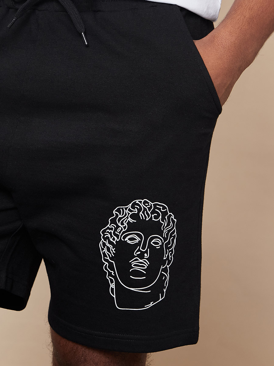 Buy Placement Logo Regular Fit Shorts Black For Men | Styli