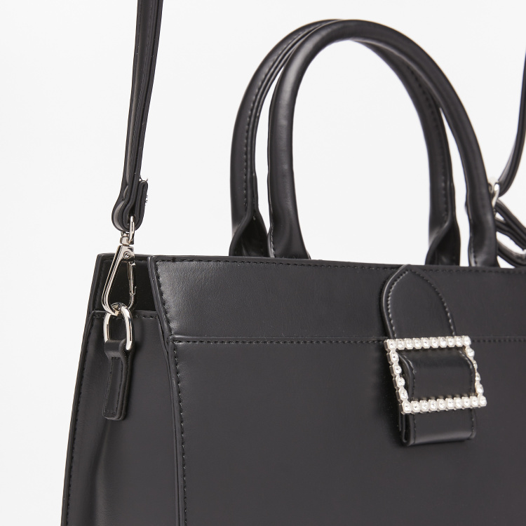 Double Top Handle Structured Bag - Ultra-Matte Black